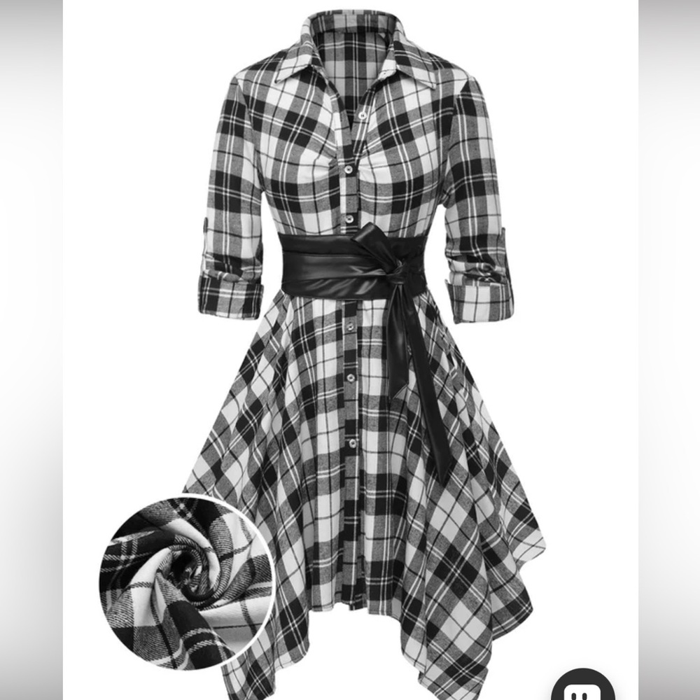 Black and White Plaid Women's Dress